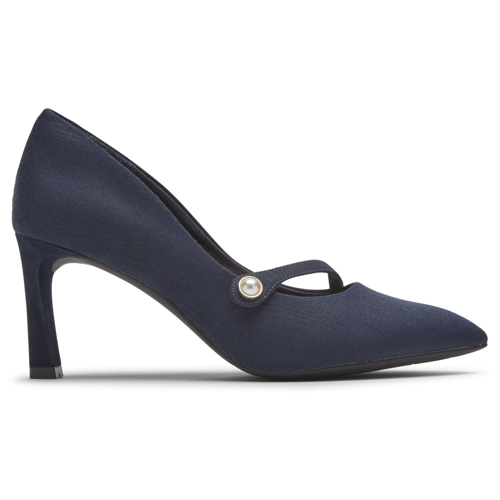 Rockport Singapore Womens Heels - Total Motion Sheehan Mary Jane Navy - MG1957386